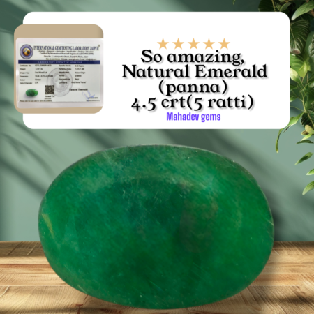 Certified Natural Emerald panna weight 4.50 crt