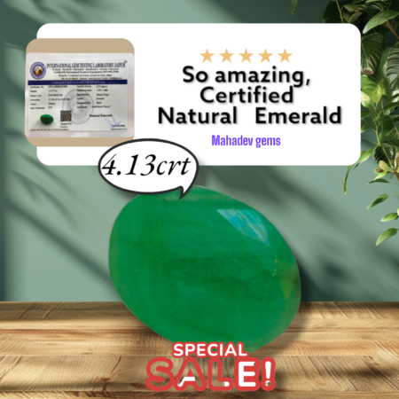 Certified Natural Emerald panna weight 4.13crt