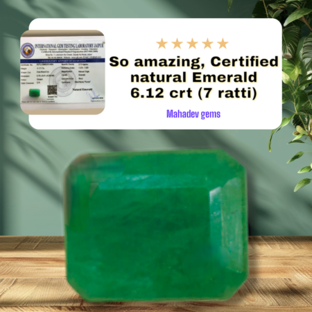 Certified Natural Emerald panna weight 6.12crt